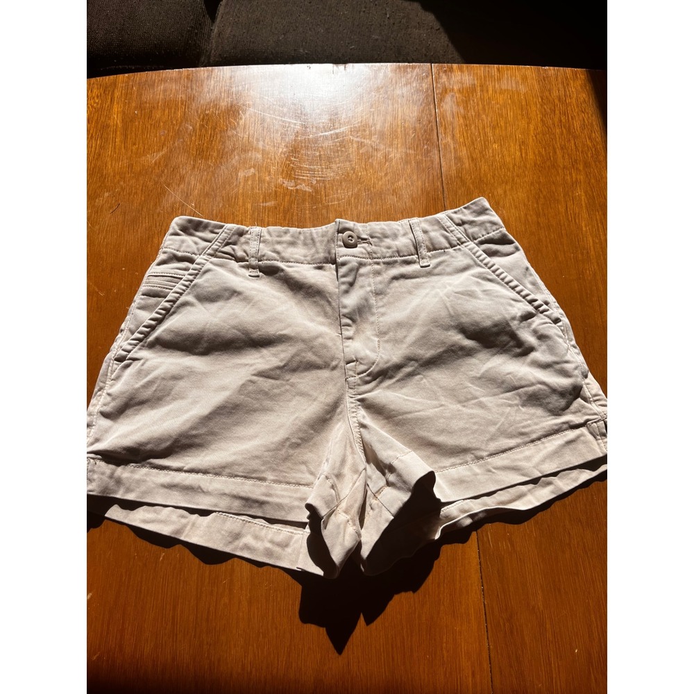 American Eagle Womens Khaki Stretch Shorts‎ Tan Size 4 Real Good Chino Casual